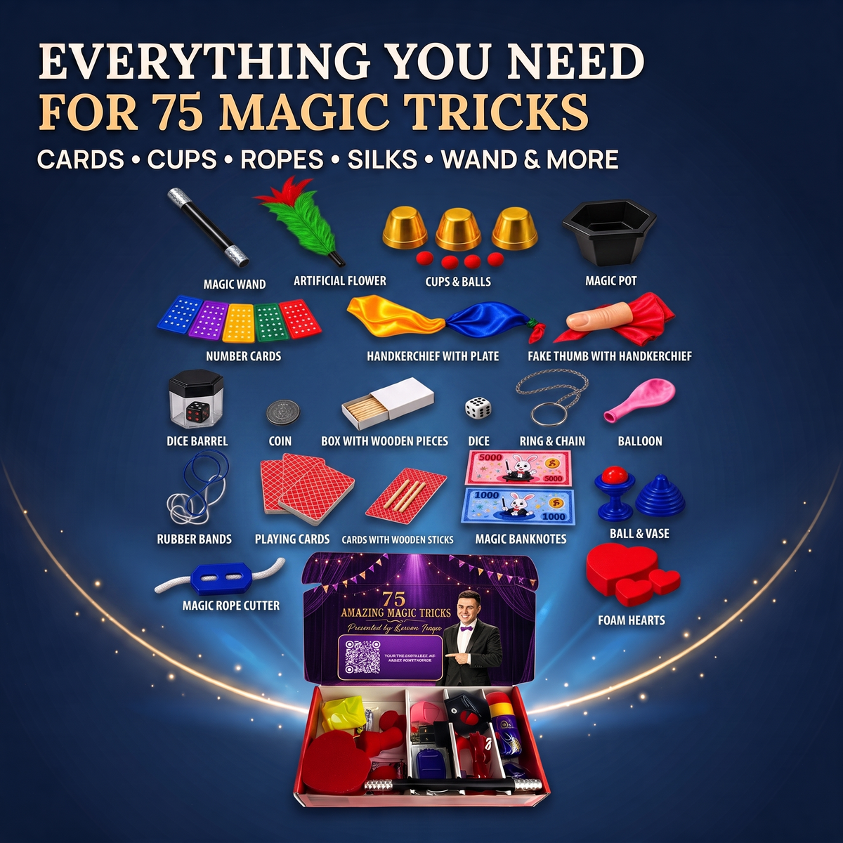 Everything you need for 75 magic tricks