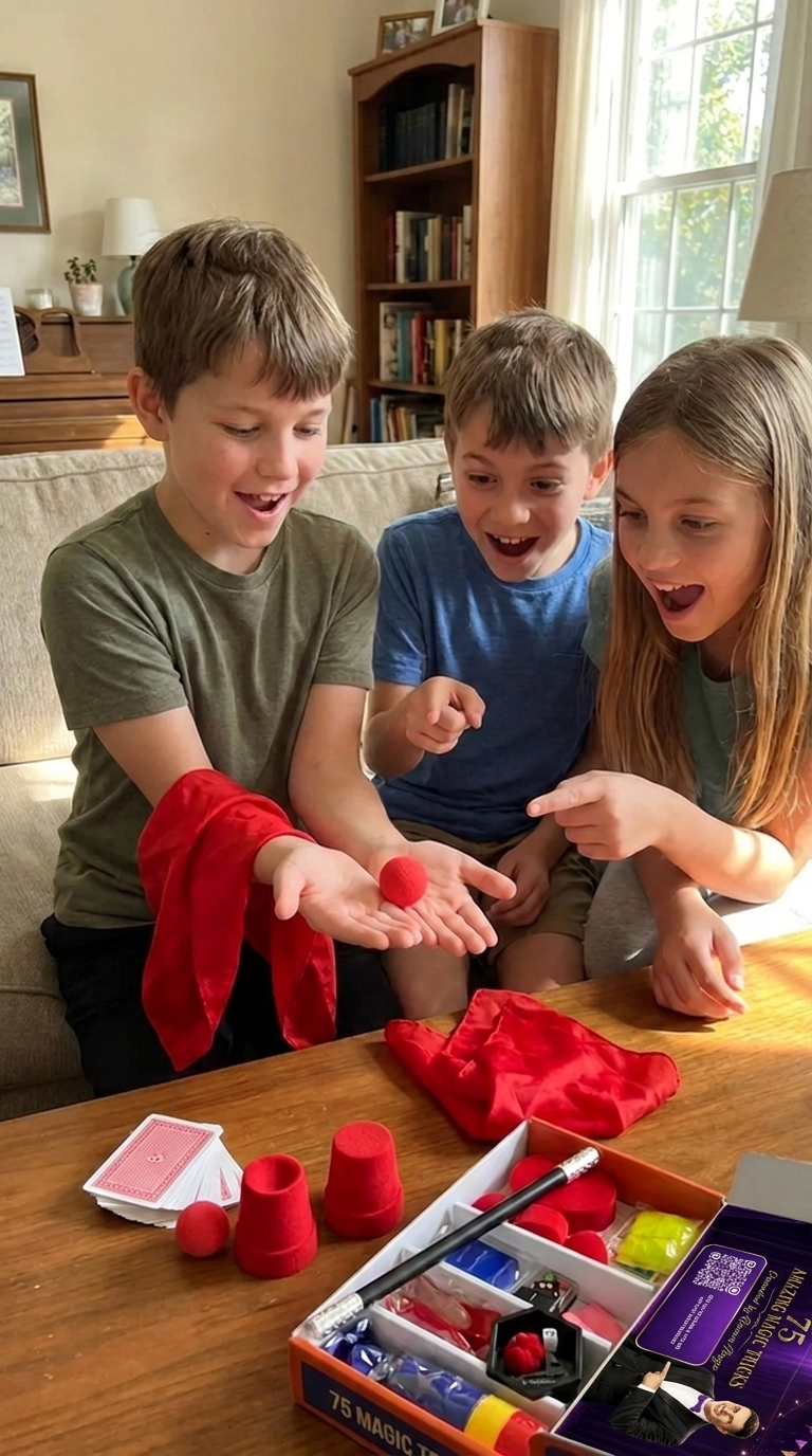 Friends reacting to a trick